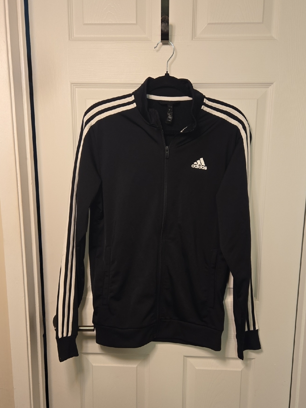 Black adidas jacket with stripes